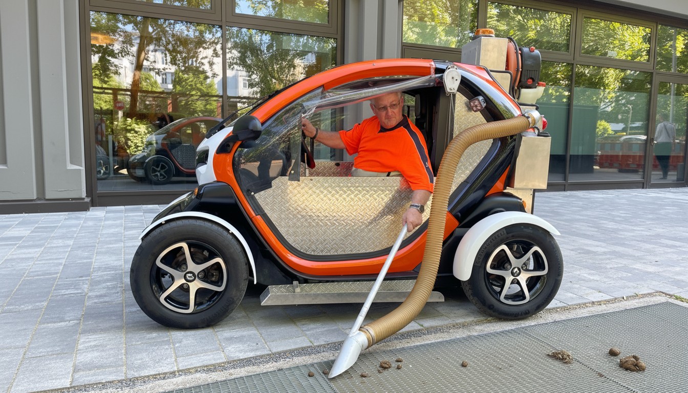 Hundekotmobil bei der Arbeit auf Wegen und Außenflächen